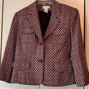 Worthington Raspberry Patterned Two Button Blazer - 10